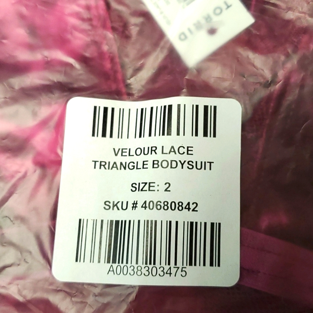 ❤️NWT VINTAGE TORRID LINGERIE BODYSUIT VELOUR LACE TRIANGLE CUTOUT THONG - PLUS - Picture 6 of 11